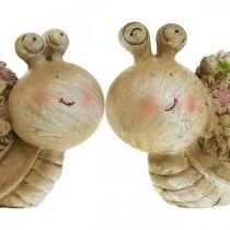 Schnecke mit Blumen Sommerdeko Gartenschnecken Braun/Rosa/Grün 9,5cm 2er-Set