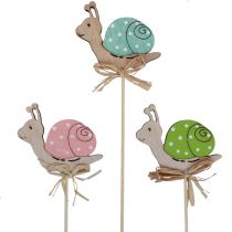 Artikel Blumenstecker Holz Deko Schnecken Bunt 8,5×8cm 12 St