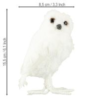 Artikel Schneeeule Deko Eule Weiß mit Fell und Federn 15,5cm 2St