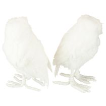 Artikel Schneeeule Dekofigur aus Styropor mit Fell und Federn 15,5 cm Weiß 2 Stück
