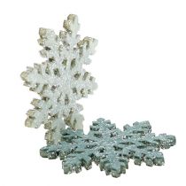Schneeflocke mit Glitter Holz 4cm Grau 72St