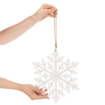 Artikel Hängedekoration Schneeflocke aus Holz 30 cm Weiß