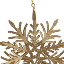 Artikel Schneeflocke 3D-Effekt aus Metall, Gold mit Glitzer, 16x15,5cm, 2 Stück