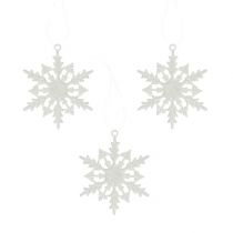 Schneeflocke zum Hängen 7cm weiß mit Glitter 36St