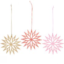 Artikel Schneeflocken Holzanhänger 10cm Orange Rosa Natur 12 Stück Weihnachtsdeko