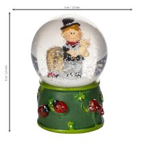 Artikel Schneekugel-Set mit Schornsteinfeger-Figuren 4 cm 3-teilig, grüne Sockel