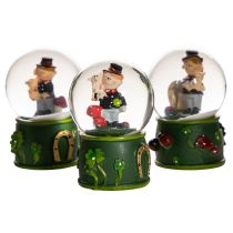 Artikel Schneekugel-Set mit Schornsteinfeger-Figuren 4 cm 3-teilig, grüne Sockel