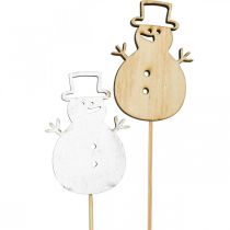 Artikel Blumenstecker Weihnachten Deko Schneemann Holz 7cm 12St