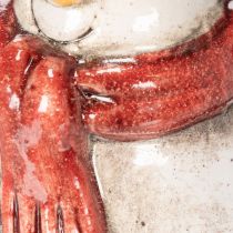 Artikel Schneemann Figur aus Keramik mit rotem Schal und schwarzem Hut H10cm