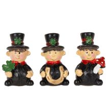 Artikel Schornsteinfeger-Figur aus Polyresin 5 cm, 6 Stück, Schwarz-Rot-Grün, zum Kleben