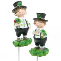 Artikel Schornsteinfeger mit Klee, Stecker für Silvester, Glücksbringer, St Patricks Day L27cm 4St