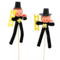 Schornsteinfeger Chenille am Stab Silvesterdeko 13cm 18St
