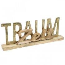 Artikel Schriftzug „Traumzeit“, Adventsdeko, Weihnachten Golden, Natur L45,5cm H17cm