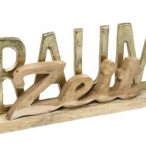Artikel Schriftzug „Traumzeit“, Holz und Metall, Adventsdeko, ca. 45,5 x 16,5 cm, Golden und Natur