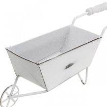 Mini-Schubkarre, Tischdeko, Sommerdeko Shabby Chic Braun, Weiß H7,5cm L25cm