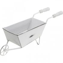 Mini-Schubkarre, Tischdeko, Sommerdeko Shabby Chic Braun, Weiß H7,5cm L25cm