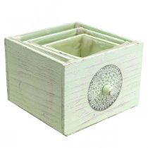 Artikel Pflanzkasten Holz Schublade Grün Shabby-Design 15-23cm 3er-Set