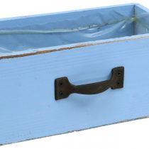 Artikel Pflanzkasten Holz Hellblau mit Metallgriff Shabby Chic 25×13×8cm