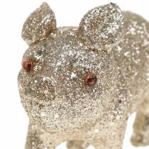 Deko Schwein Glitter Champagner 10cm 8St