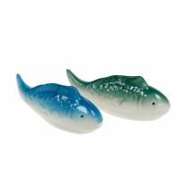 Schwimmfische Blau/Grün Keramik 11,5cm 2St