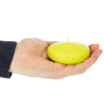 Artikel Schwimmkerzen aus Wachs limonengrün 8cm rund 8er Set für Tisch- und Wasserdekoration