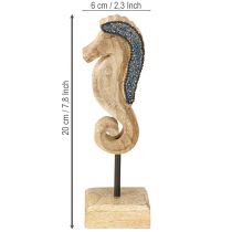 Artikel Seepferdchen Dekoration aus Mangoholz mit Perlen, 20 cm, maritim
