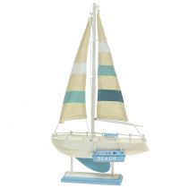 Artikel Deko Segelboot aus Holz Blau, Weiß H41,5cm