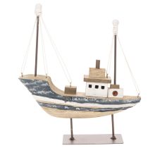 Artikel Schiff Deko maritim aus Holz mit Standfuß 20cm mehrfarbig