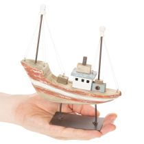 Artikel Dekoschiff Schiffsmodell Holzboot mit Metall-Masten 20 cm mehrfarbig für Fensterbank