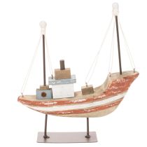 Artikel Dekoschiff Schiffsmodell Holzboot mit Metall-Masten 20 cm mehrfarbig für Fensterbank