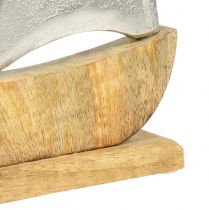 Artikel Segelschiff Deko Natur Silber Mangoholz 25,5x4x28,5cm