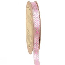 Artikel Seidenband Blätter Geschenkband Beige Pink 10mm 20m