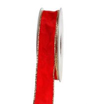 Artikel Seidenband Rot mit Goldkante 25mm 25m