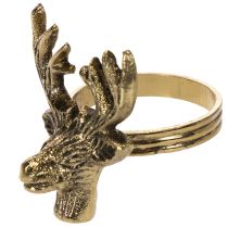 Artikel Serviettenring aus Metall in Gold mit Hirschkopf 6 cm 4er Set