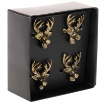 Artikel Serviettenring aus Metall in Gold mit Hirschkopf 6 cm 4er Set