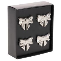 Artikel Serviettenringe Schleifen-Design Silber Metall 5 cm 4 Stück