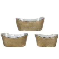 Artikel Set Metall-Übertopf Wanne oval 3-teilig L32,5/36,5/41,5cm Kupferfarben/Weiß