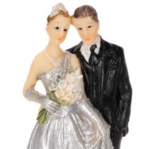 Artikel Silbernes Hochzeitspaar aus Polyresin 10cm für Tisch- und Torten-Dekoration