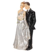 Artikel Silbernes Hochzeitspaar aus Polyresin 10cm für Tisch- und Torten-Dekoration
