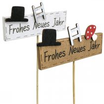 Silvesterdeko Blumenstecker Frohes Neues Jahr 4×7cm 12St