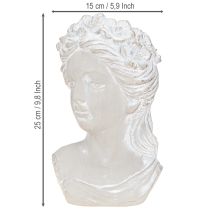 Artikel Frauenbüste aus Steinguss grau 15×14×25cm mit Blumenkranz als Übertopf