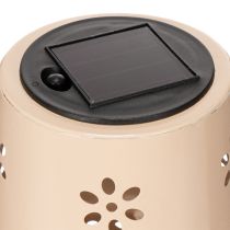 Artikel Solarbetriebene Tischlampe mit Blumenmuster aus Metall, 28 cm, Beige-Rosa