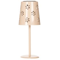 Artikel Solarbetriebene Tischlampe mit Blumenmuster aus Metall, 28 cm, Beige-Rosa