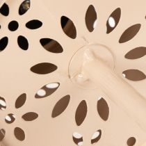 Artikel Solarbetriebene Tischlampe mit Blumenmuster aus Metall, 28 cm, Beige-Rosa