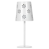 Artikel Solar-Tischlampe mit Blumenmuster, Metall, Weiß, 28 cm für Balkon und Garten