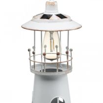 Leuchtturm mit Beleuchtung, Solarlicht Warmweiß, Maritime Gartendeko H47cm Ø18cm