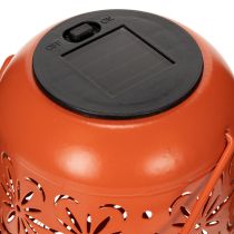 Artikel Solar-Laterne aus Metall mit Blumenmuster 26cm in Rot für den Außenbereich