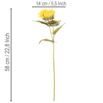 Artikel Sonnenblume künstlich 58cm mit Blättern und Blüten gelb-grün 3 Stiele