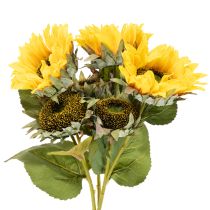 Artikel Sonnenblume künstlich 58cm mit Blättern und Blüten gelb-grün 3 Stiele