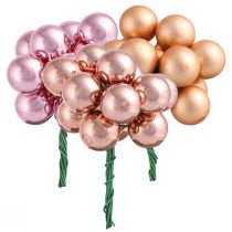 Artikel Spiegelbeeren Apricot Rosa Glaskugeln Draht Ø20mm 140 St